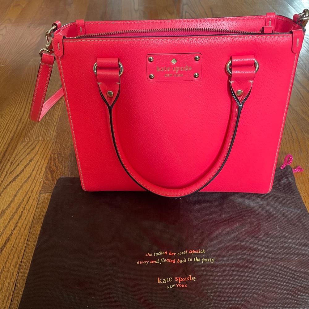 Hot coral Kate Spade satchel purse